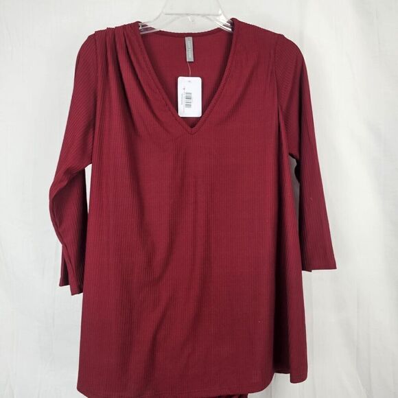 Nwt Last Tango Long Sleeve Miracle Dress Deep Red Women's Size Small Ribbed Body - Picture 3 of 5